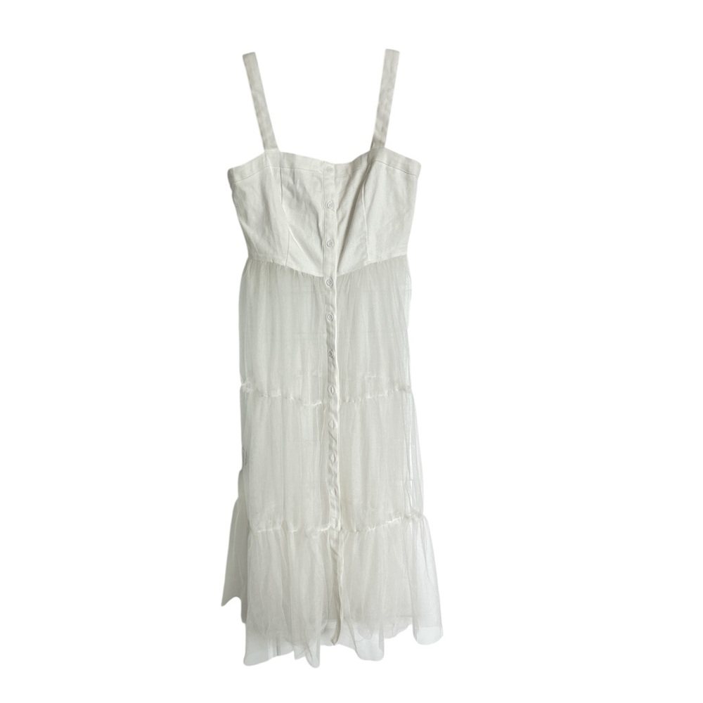 Jealous Tomato Denim White Denim & Tulle Tank bachelorette party Medium NWT